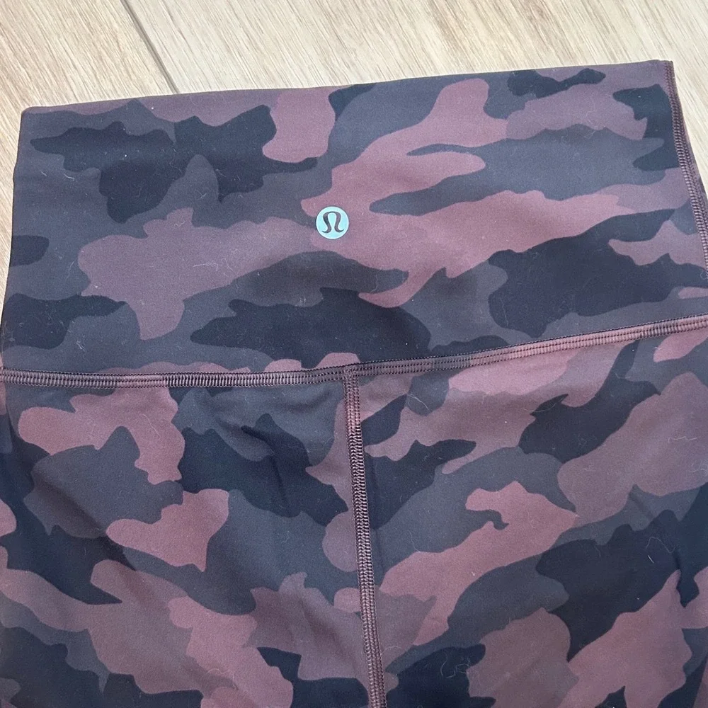 Lululemon Wunder Under High Rise Leggings Heritage 365 Camo Brown Multi Burgundy